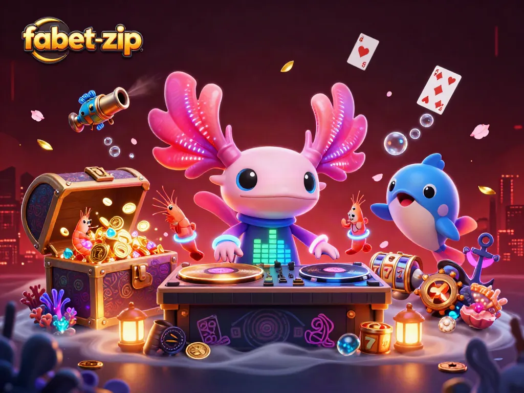 Experience thrilling gameplay at fabet-zip with a vibrant underwater casino scene, showcasing neon characters engaging in exciting action.