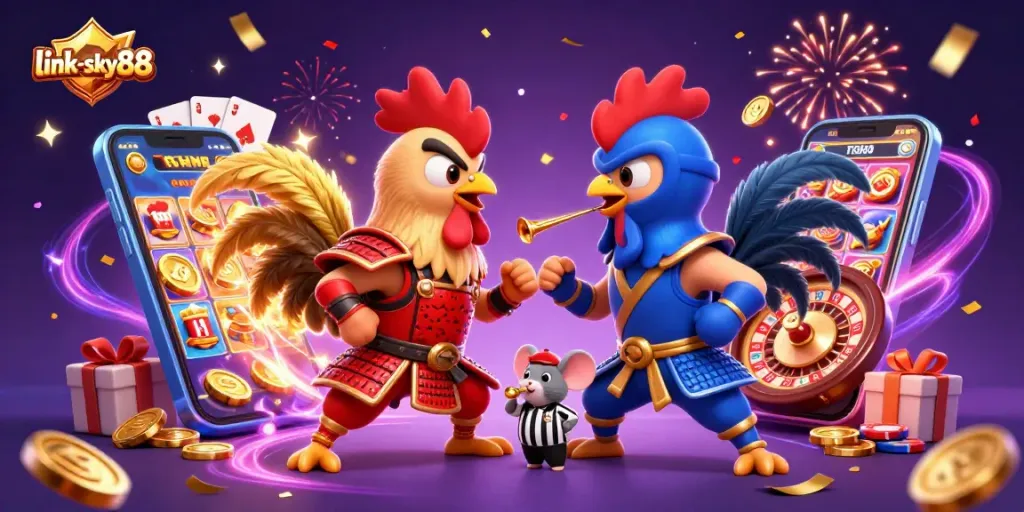 Engage in thrilling gameplay with link-sky88 as fighting roosters join exciting casino elements.