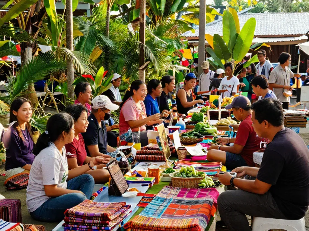 People supporting local crafts at the rokok88 marketplace in Indonesia