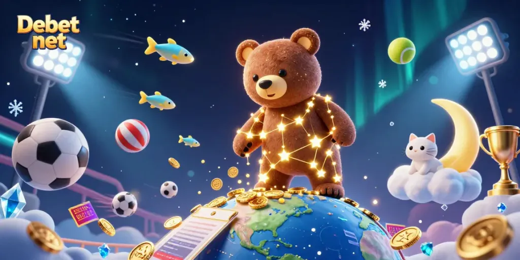 Experience the excitement at Debet net with this vibrant illustration of fun sports betting.
