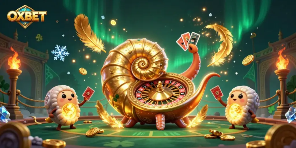 Experience thrilling gameplay with OXBET's vibrant 3D casino scene illustrating dynamic elements and interaction.